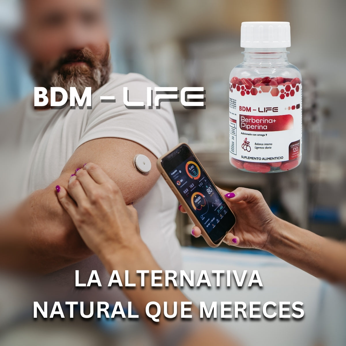 BDM LIFE Berberina + Piperina con Omega 9, Suplemento Alimenticio, 120 Cápsulas, Bienestar Metabólico y Energía