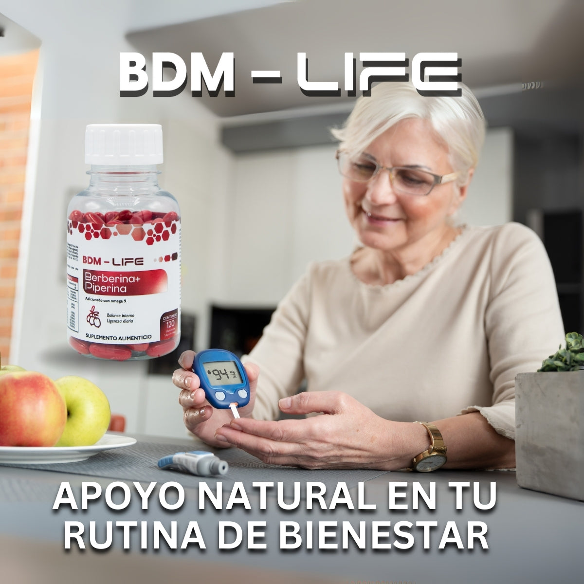 BDM LIFE Berberina + Piperina con Omega 9, Suplemento Alimenticio, 120 Cápsulas, Bienestar Metabólico y Energía