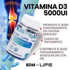 Vitamina D3 5000UI | Suplemento alimenticio | 60 cápsulas - Juveternal