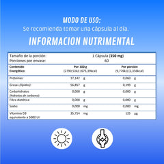 Vitamina D3 5000UI | Suplemento alimenticio | 60 cápsulas - Juveternal