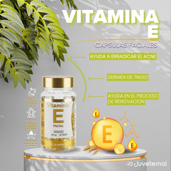 Cápsulas Faciales de Vitamina E, 90 Unidades, Suavidad y Protección - Juveternal