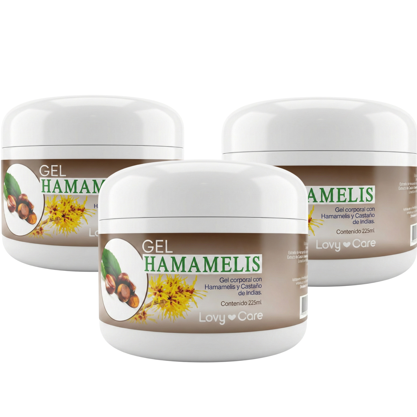 Pack 3x2 Gel corporal Hamamelis y Castaño de Indias 225ml Lovycare - Juveternal