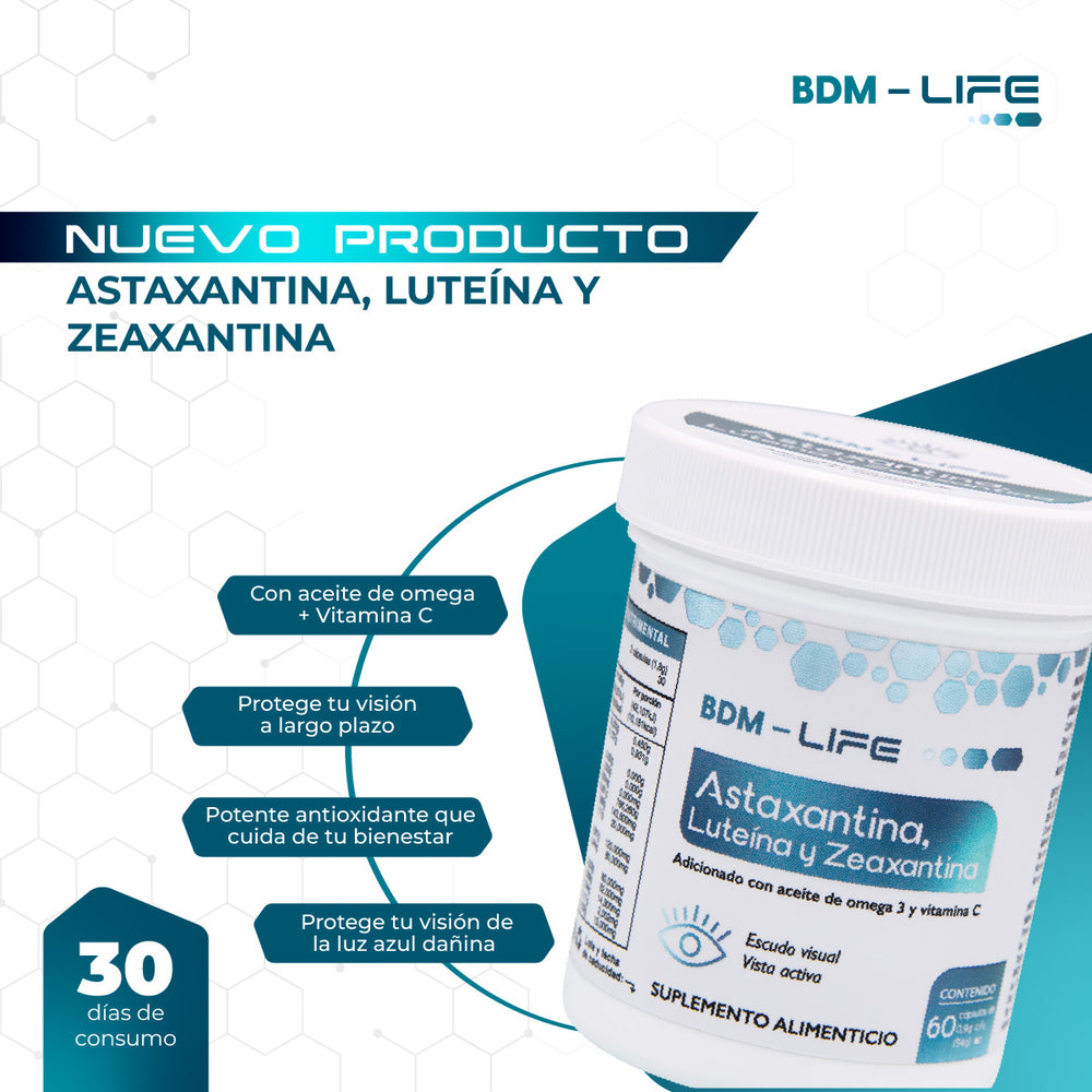 Astaxantina Luteína y Zeaxantina Suplemento Alimenticio BDM Life - Juveternal