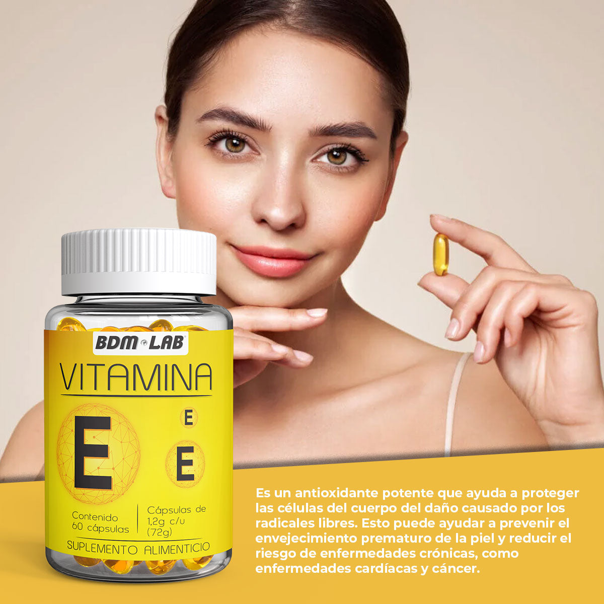 Vitamina E | Suplemento alimenticio | 60 cápsulas