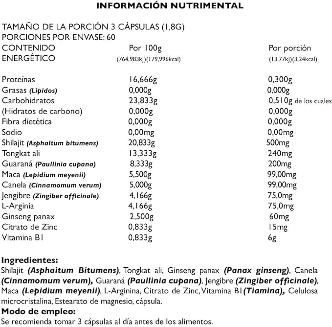 Suplemento alimenticio | Shilajit autentico puro | Del himalaya | 180 cápsulas - Juveternal