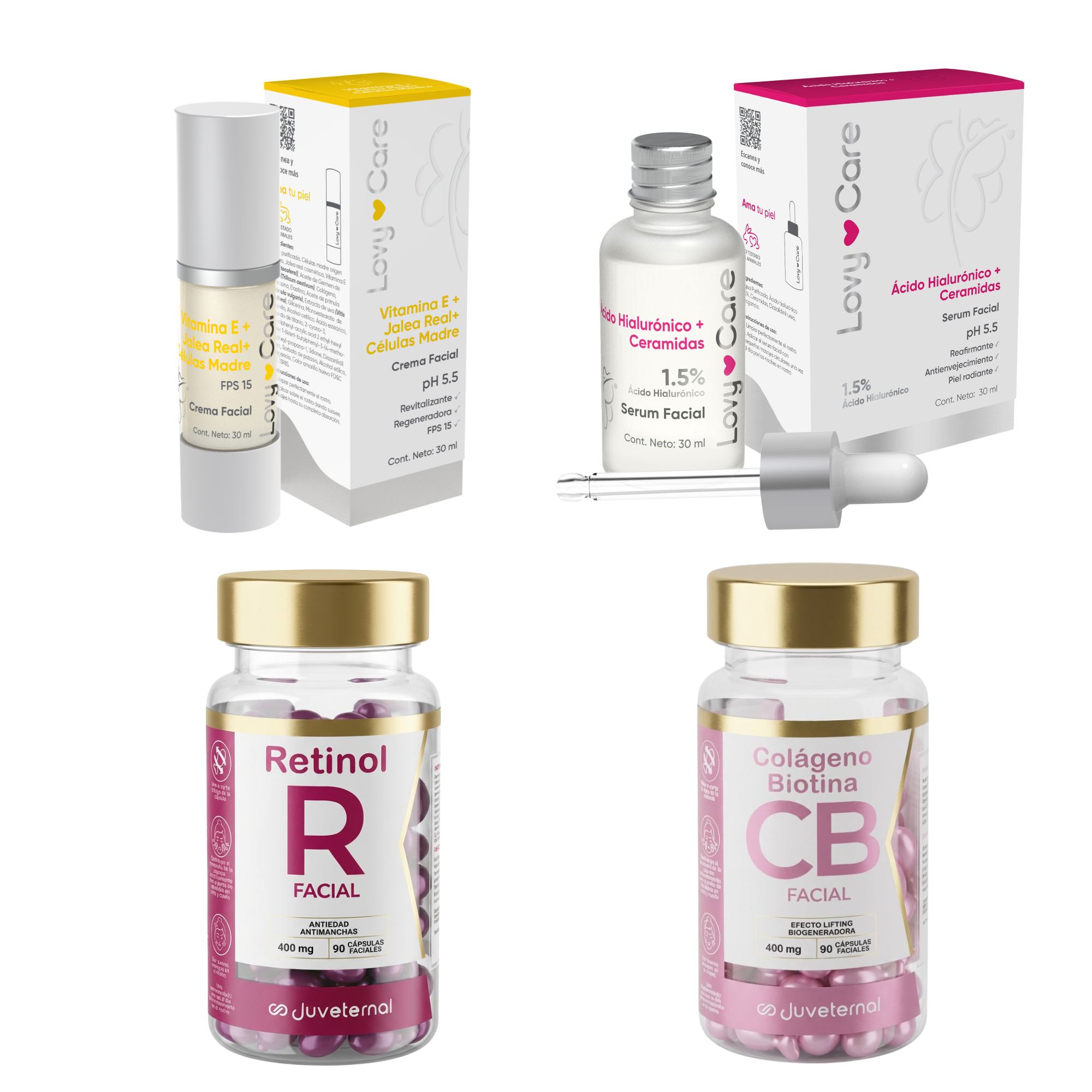 Rutina Antiedad Reparación Intensiva Cápsulas, Serúm, Crema 4x3 ¡Cápsulas Colágeno de Regalo! - Juveternal