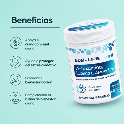 BDM Life Astaxantina + Luteína + Zeaxantina Salud Ocular y Antioxidante BDM LIFE