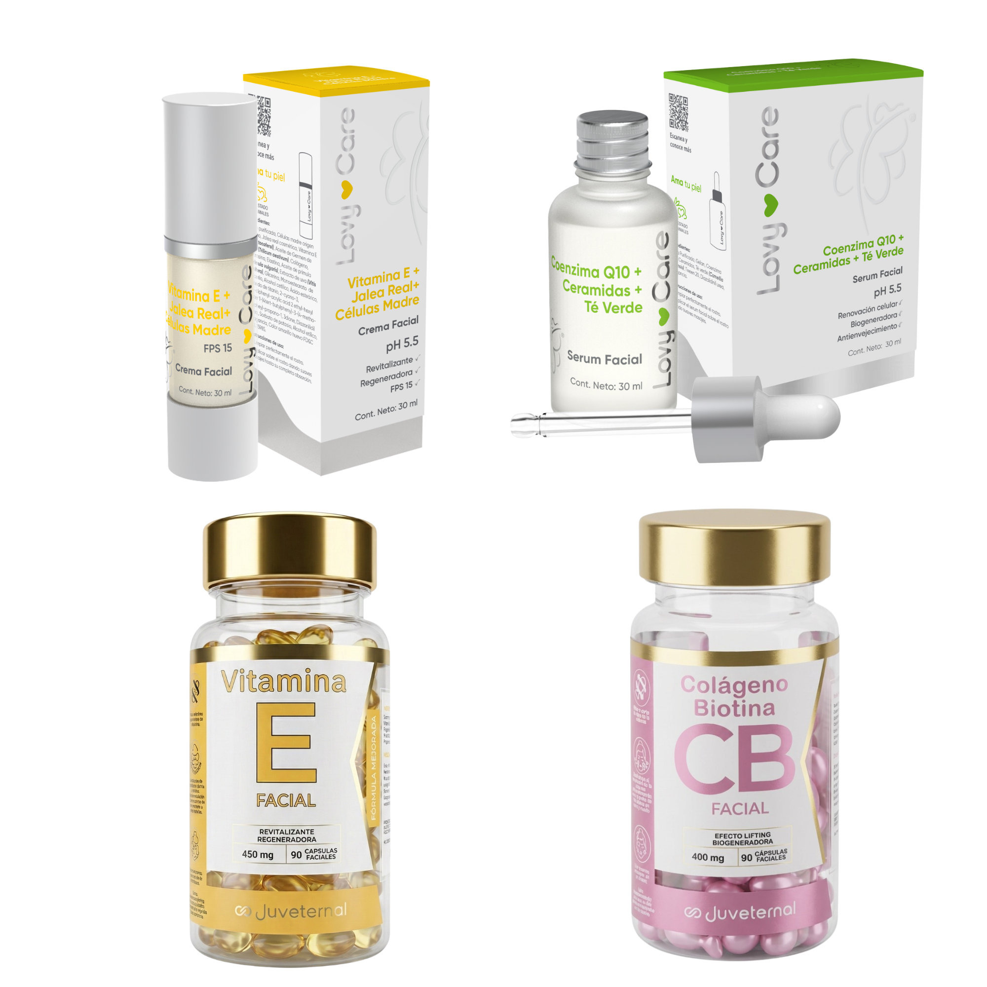 Rutina Nutrición Facial Cápsulas, Serúm, Crema 4x3 ¡Cápsulas Colágeno de Regalo! - Juveternal