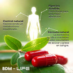 BDM LIFE Berberina + Piperina con Omega 9, Suplemento Alimenticio, 120 Cápsulas, Bienestar Metabólico y Energía