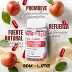 BDM-LIFE Vinagre de Manzana con Jengibre, Suplemento Alimenticio, Apoyo Digestivo y Metabolismo, 60 cápsulas