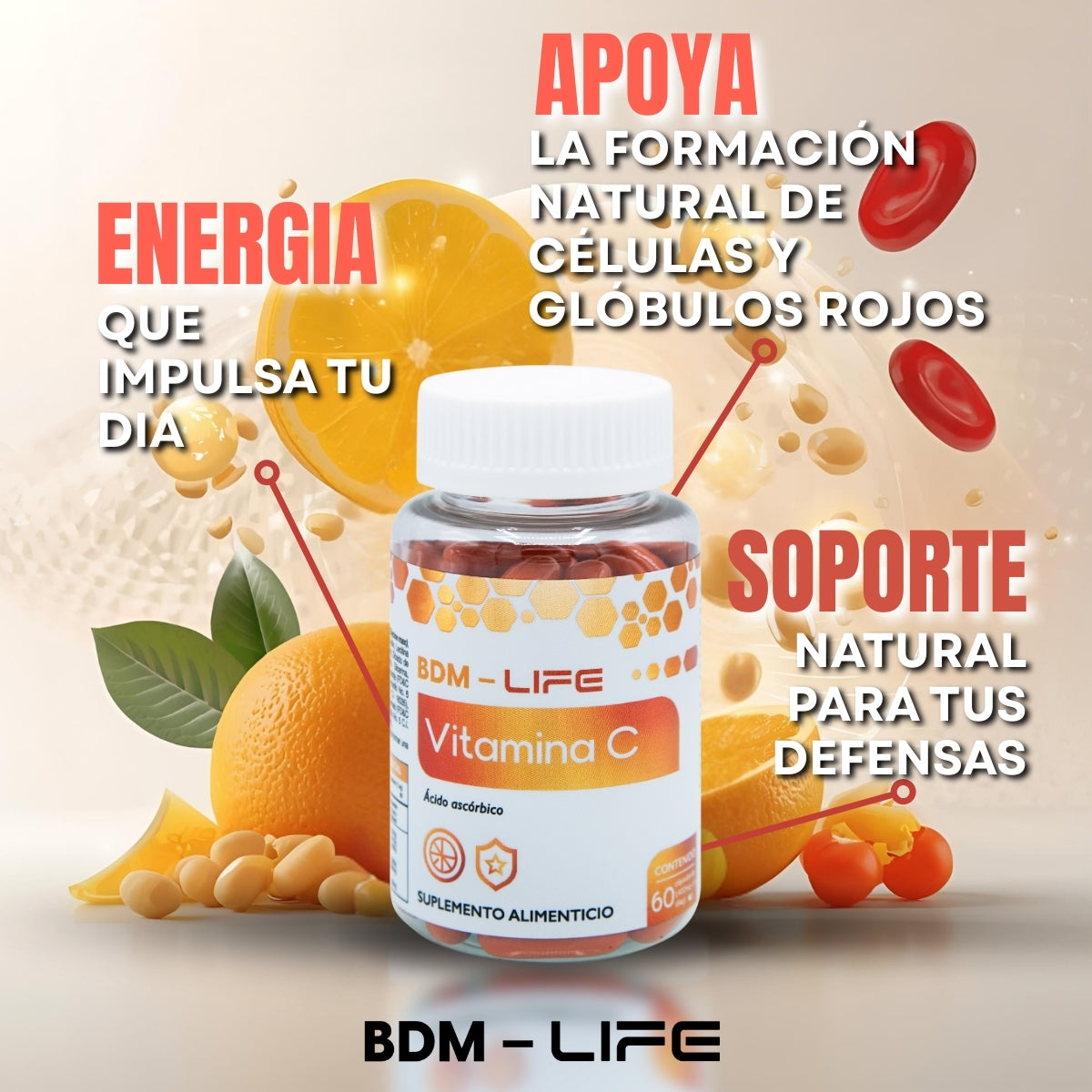 Vitamina C | Suplemento alimenticio |  60 cápsulas - Juveternal