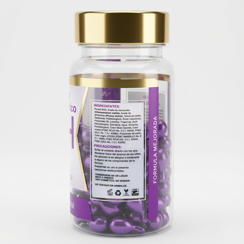 Cápsulas Faciales de Ácido Hialurónico, 90 Unidades, Hidratación Intensa