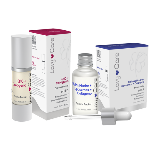 Pack Skincare Rutina Completa Crema Facial Q10+ Colágeno + Serúm Celulas Madre Lovycare - Juveternal