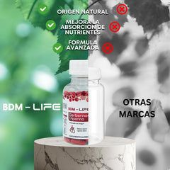 BDM LIFE Berberina + Piperina con Omega 9, Suplemento Alimenticio, 120 Cápsulas, Bienestar Metabólico y Energía - Juveternal