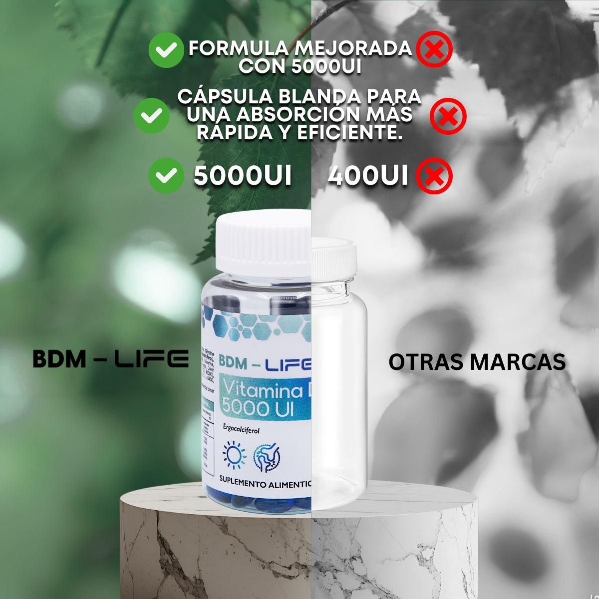 Vitamina D3 5000UI | Suplemento alimenticio | 60 cápsulas