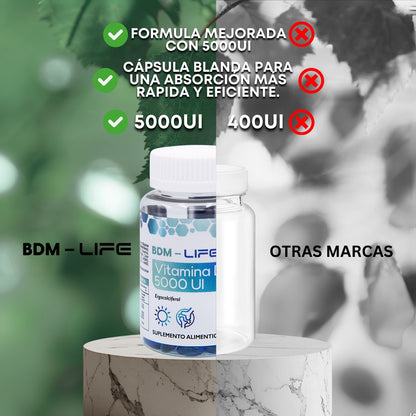 Vitamina D3 5000UI | Suplemento alimenticio | 60 cápsulas - Juveternal