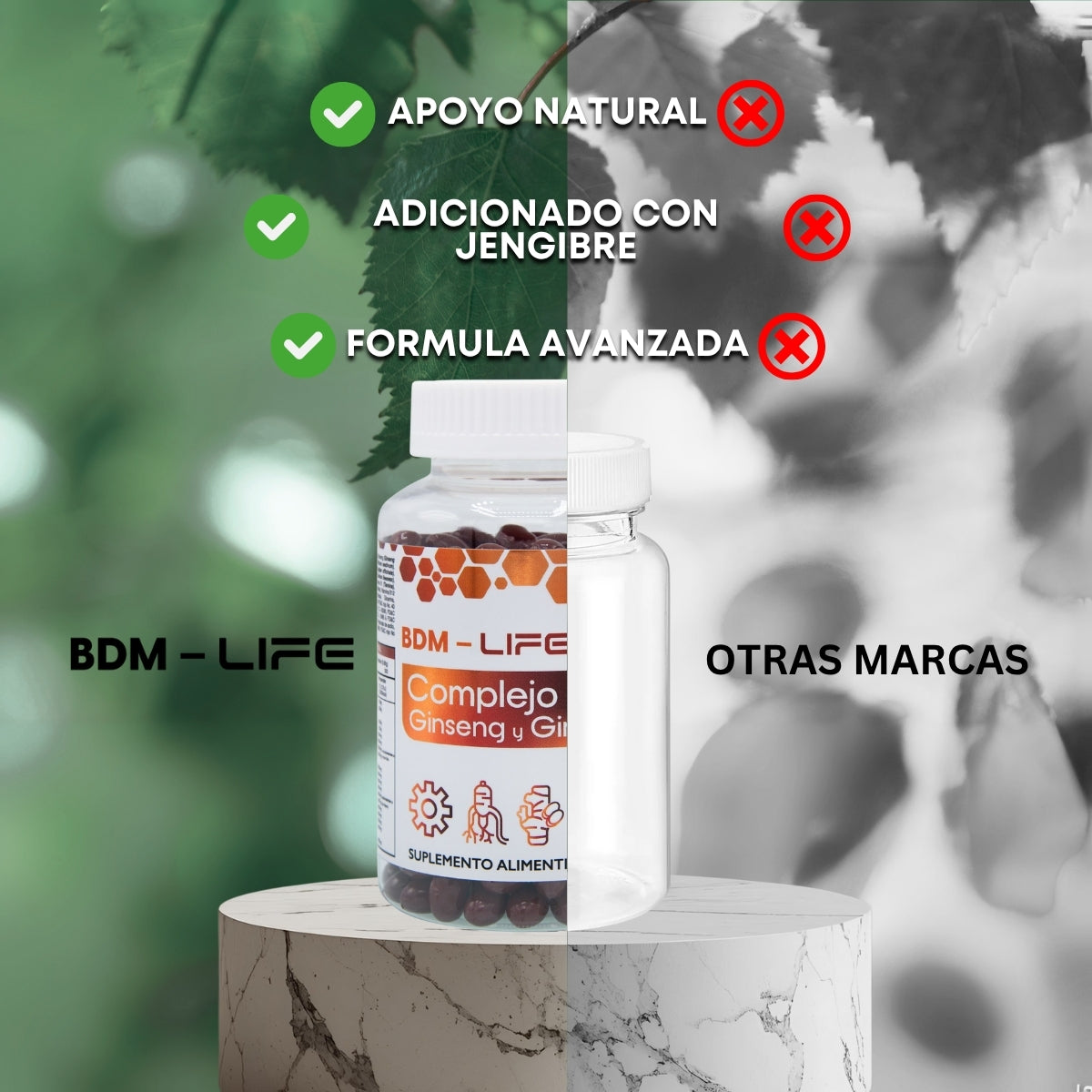 Bdm Life Complejo B Con Ginseng Y Ginger, 300 Capsulas - Sin Sabor