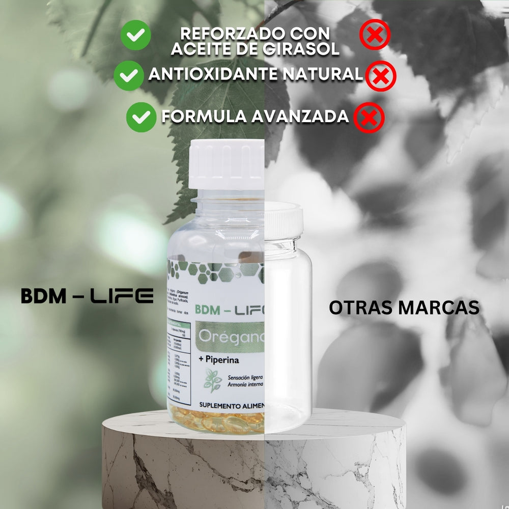 Bdm-life Orégano + Piperina Suplemento Alimenticio - Sin Sabor - Juveternal