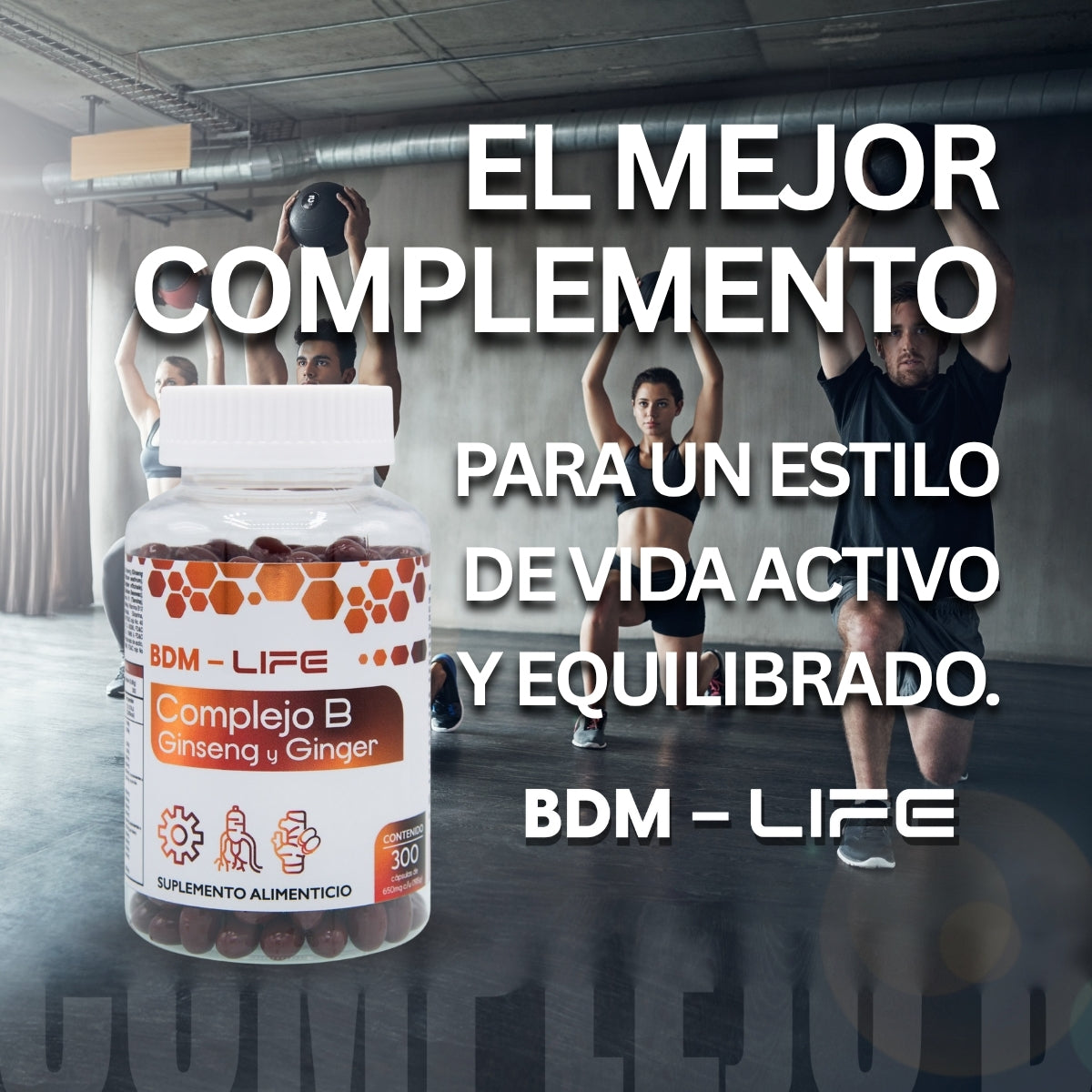 Bdm Life Complejo B Con Ginseng Y Ginger, 300 Capsulas - Sin Sabor