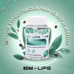 BDM-LIFE L-Carnitina con Cafeína, Té Verde y Guaraná, Energía y Metabolismo, Suplemento Alimenticio, 60 cápsulas