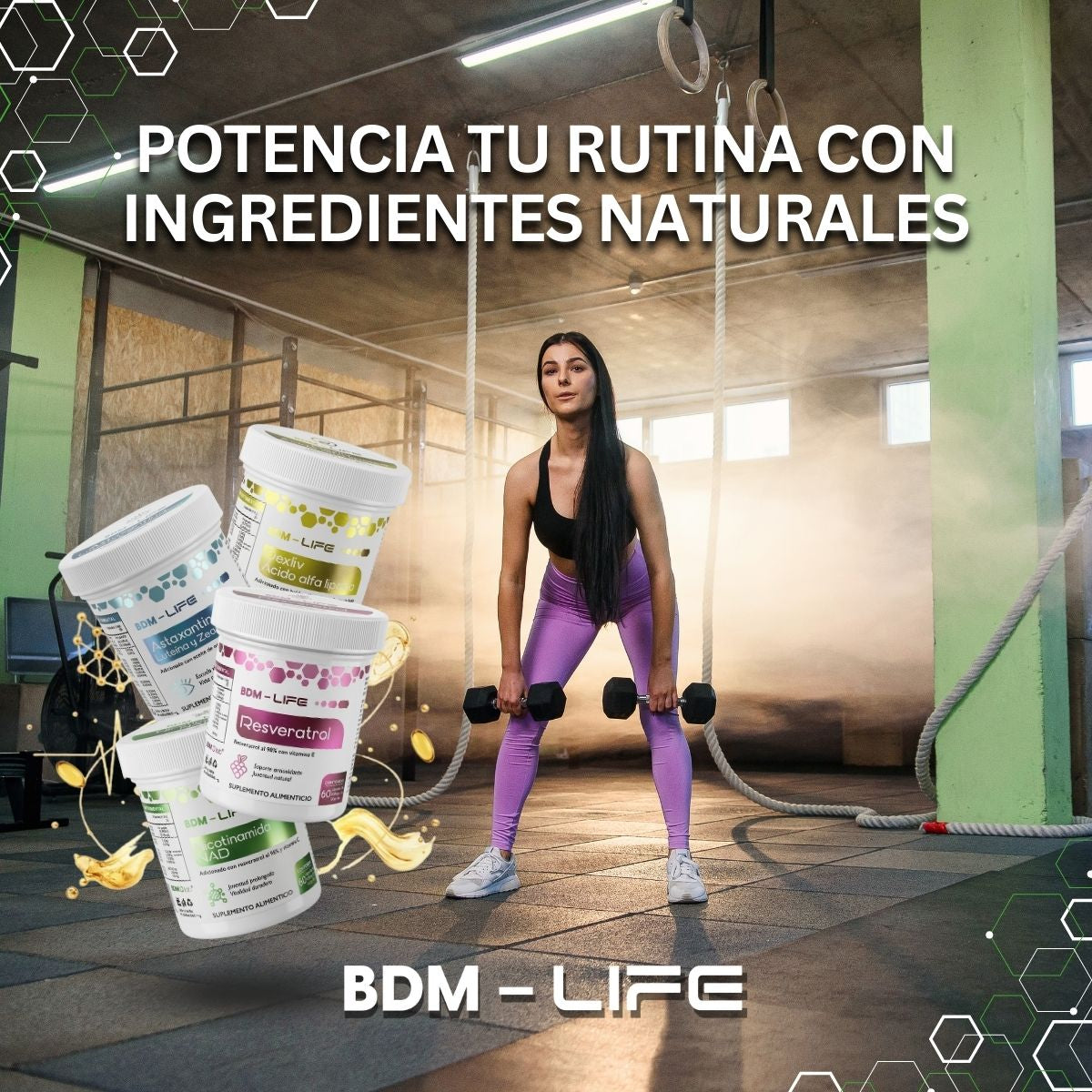 BDM Life Kit Resveratrol + Nicotinamida (NAD) + Astaxantina + DEXLIV, Suplemento Alimenticio Energía Celular y Antioxidante, Soporte Hepático - Juveternal