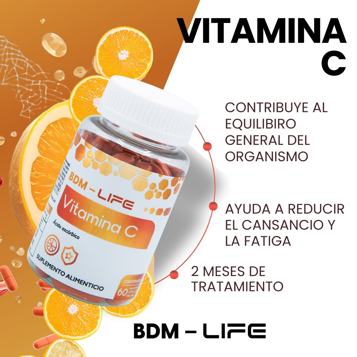 Vitamina C | Suplemento alimenticio |  60 cápsulas - Juveternal