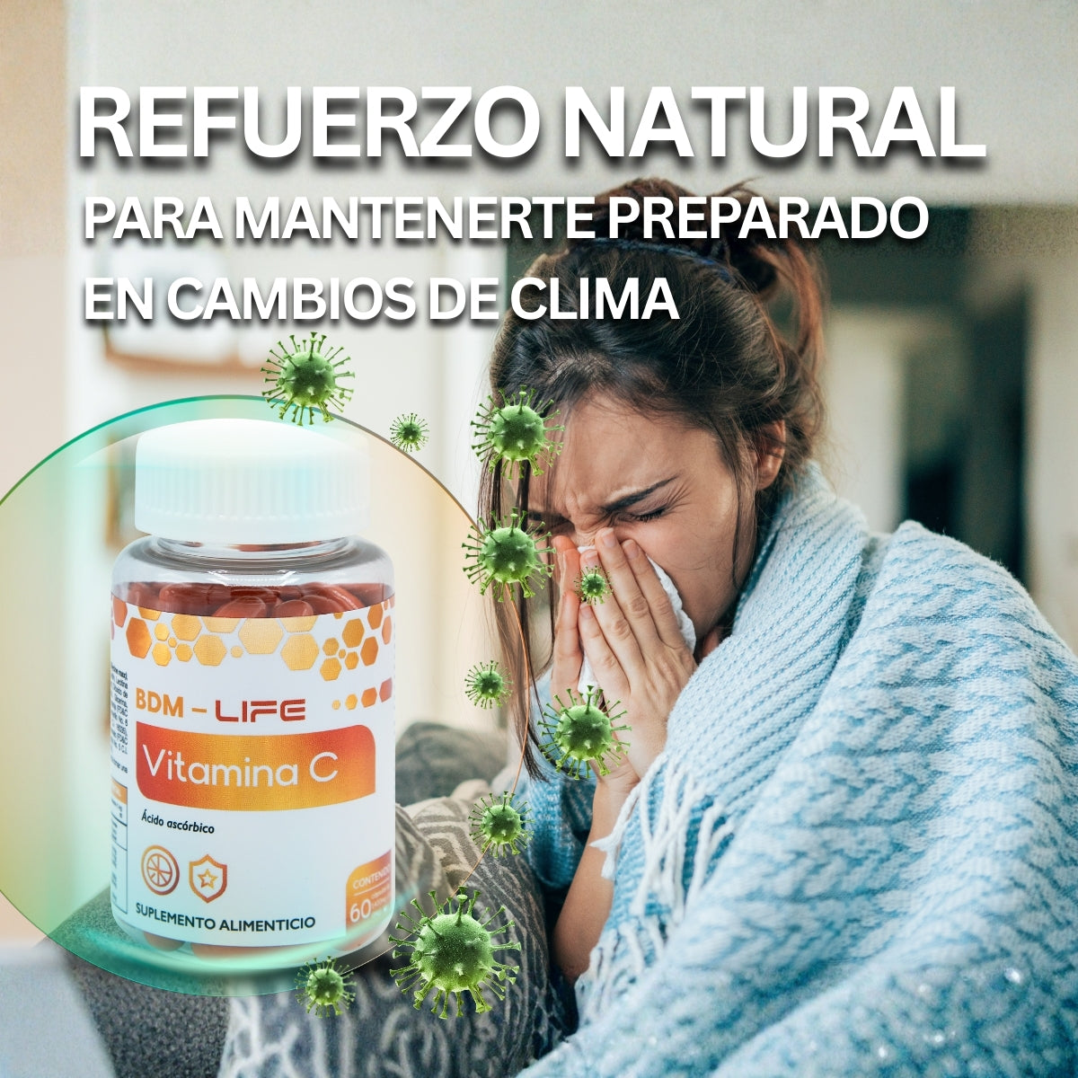 Vitamina C | Suplemento alimenticio |  60 cápsulas - Juveternal