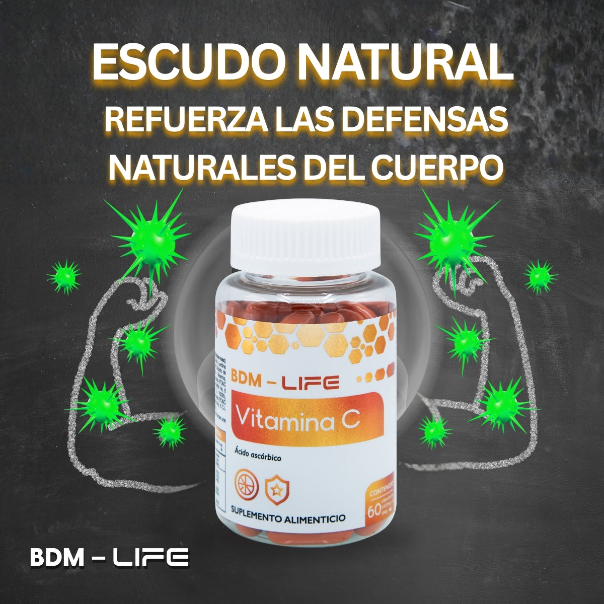 Vitamina C | Suplemento alimenticio |  60 cápsulas - Juveternal