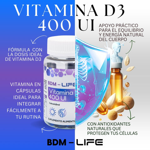 Vitamina D3 | Suplemento alimenticio | 60 cápsulas - Juveternal