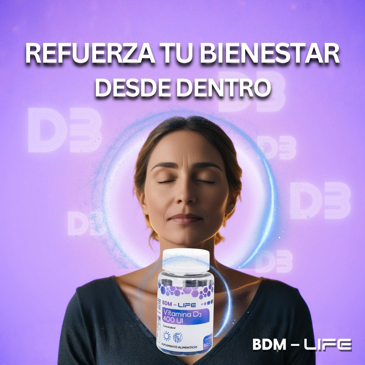 Vitamina D3 | Suplemento alimenticio | 60 cápsulas - Juveternal