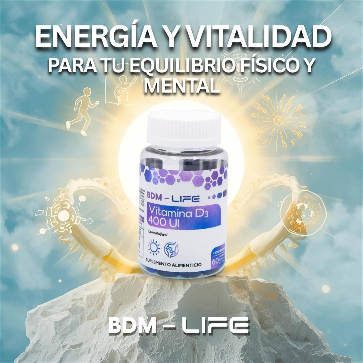 Vitamina D3 | Suplemento alimenticio | 60 cápsulas - Juveternal