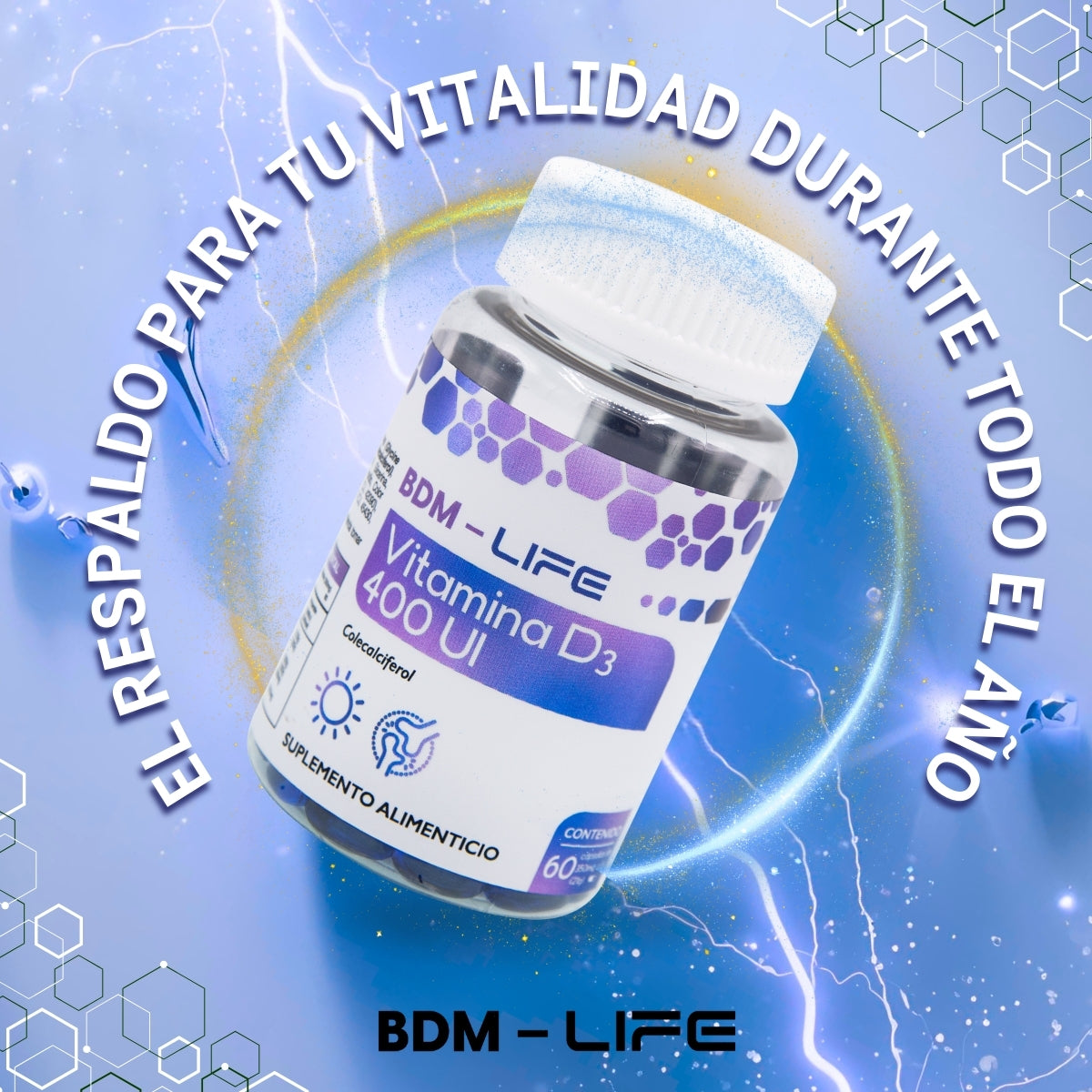 Vitamina D3 | Suplemento alimenticio | 60 cápsulas - Juveternal