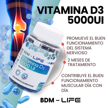 Vitamina D3 5000UI | Suplemento alimenticio | 60 cápsulas - Juveternal