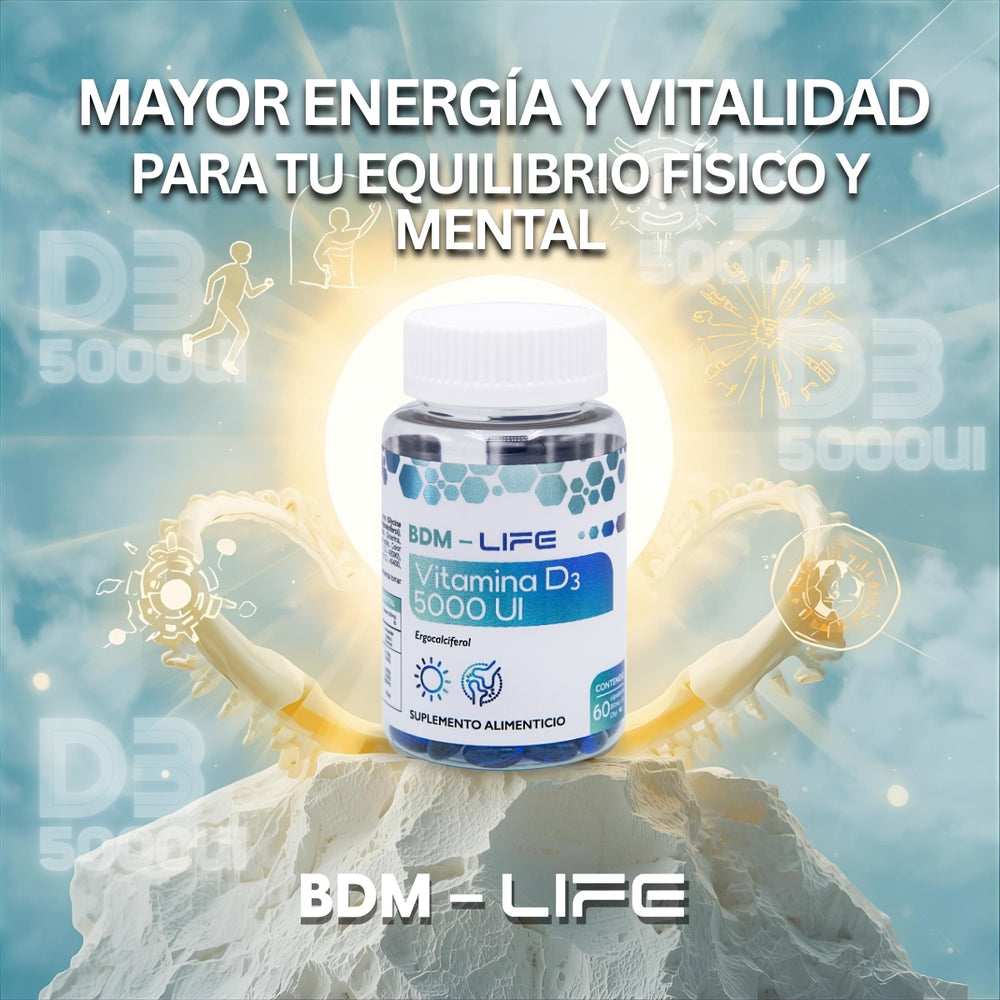 Vitamina D3 5000UI | Suplemento alimenticio | 60 cápsulas - Juveternal