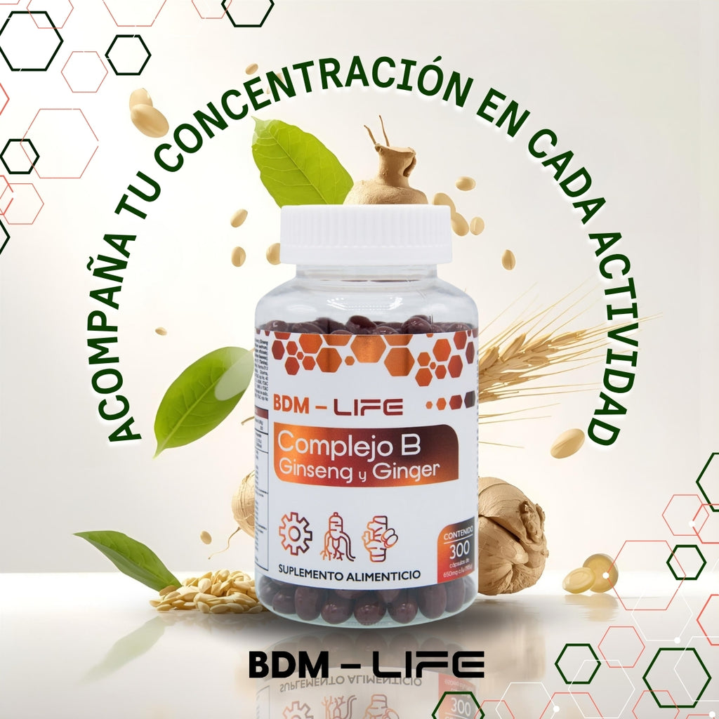 Bdm Life Complejo B Con Ginseng Y Ginger, 300 Capsulas - Sin Sabor