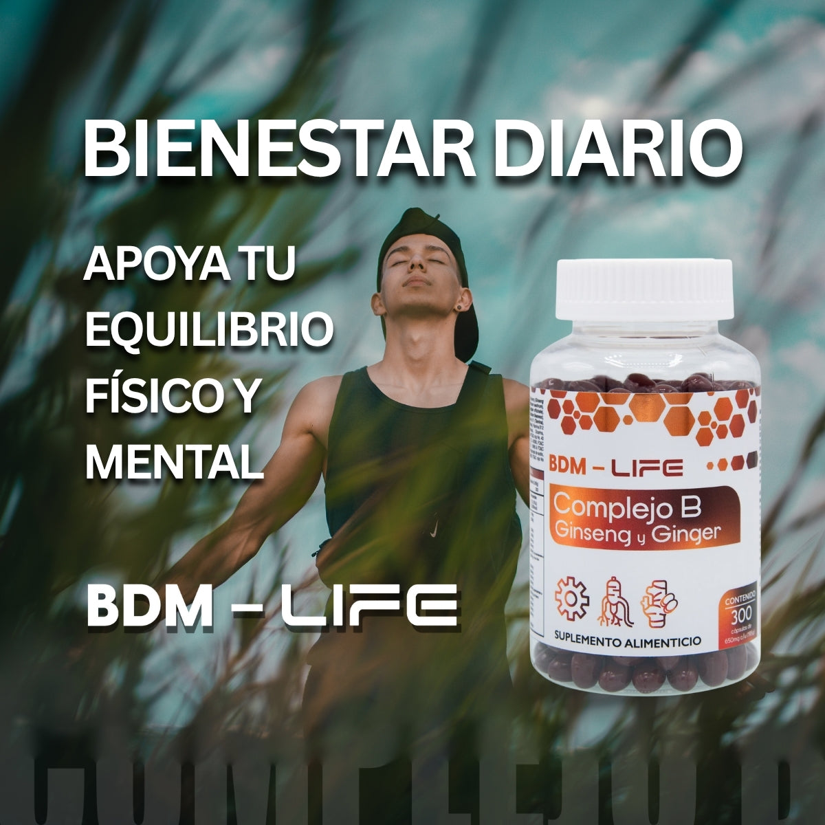 Bdm Life Complejo B Con Ginseng Y Ginger, 300 Capsulas - Sin Sabor