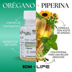 Bdm-life Orégano + Piperina Suplemento Alimenticio - Sin Sabor - Juveternal