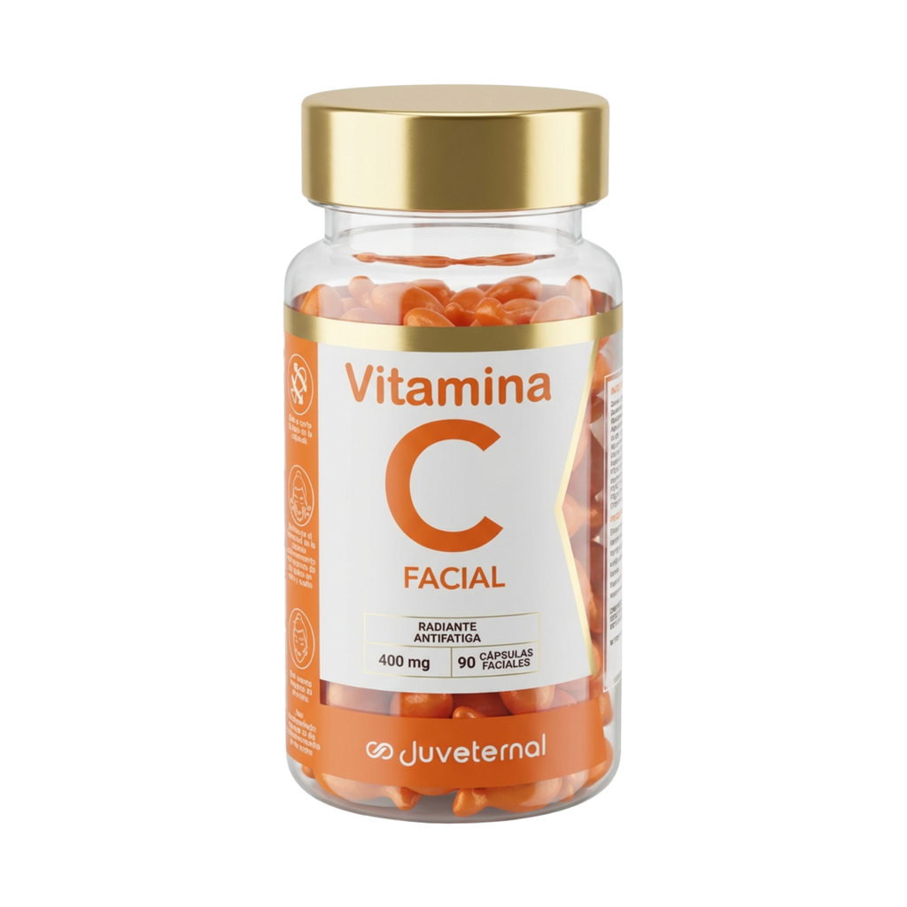Cápsulas Faciales de Vitamina C, 90 Unidades, Luminosidad y Antioxidantes - Juveternal