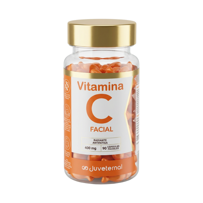 Cápsulas Faciales de Vitamina C, 90 Unidades, Luminosidad y Antioxidantes - Juveternal