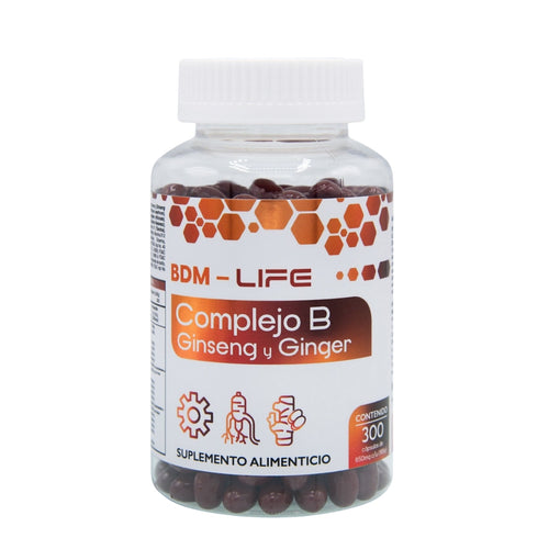 Bdm Life Complejo B Con Ginseng Y Ginger, 300 Capsulas - Sin Sabor