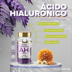 Cápsulas Faciales de Ácido Hialurónico, 90 Unidades, Hidratación Intensa - Juveternal