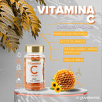 Cápsulas Faciales de Vitamina C, 90 Unidades, Luminosidad y Antioxidantes