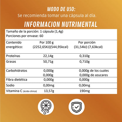 Vitamina C | Suplemento alimenticio |  60 cápsulas - Juveternal