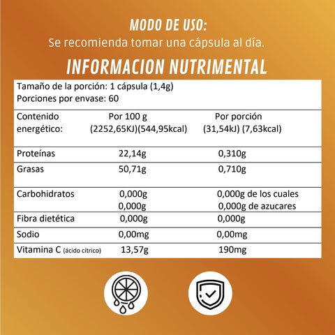 Vitamina C | Suplemento alimenticio |  60 cápsulas - Juveternal