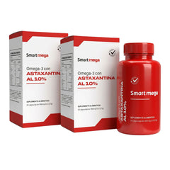 Pack 2x1 Astaxantina al 10% con Omega 3 Suplemento Alimenticio Smart Mega - Juveternal
