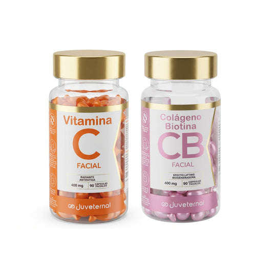 Pack 2x1 Cápsulas Faciales de Vitamina C  + Colágeno Biotina Juveternal - Juveternal
