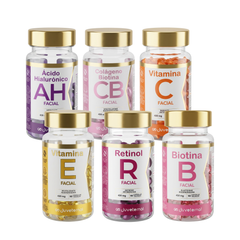 Kit de Cápsulas Faciales Colágeno Biotina + Ácido Hialuronico + Vitamina E + Vitamina C + Retinol + Biotina  Juveternal Tipo de Piel Mixta - Juveternal