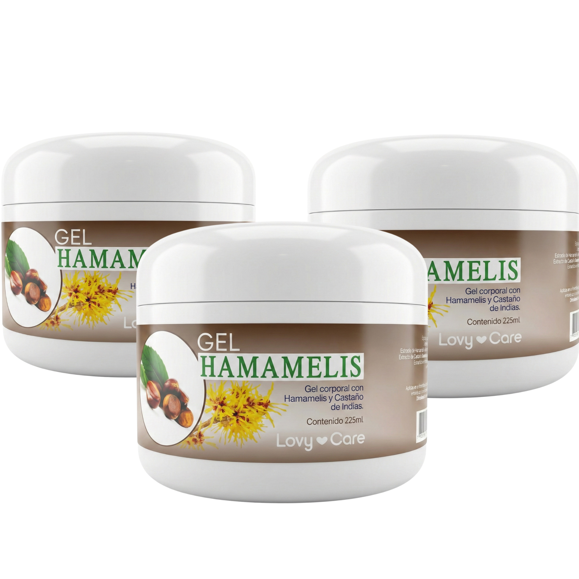 Pack 3x2 Gel corporal  Hamamelis y Castaño de Indias  225ml Lovycare - Juveternal