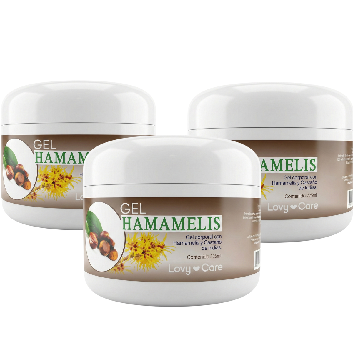 Pack 3x2 Gel corporal  Hamamelis y Castaño de Indias  225ml Lovycare - Juveternal