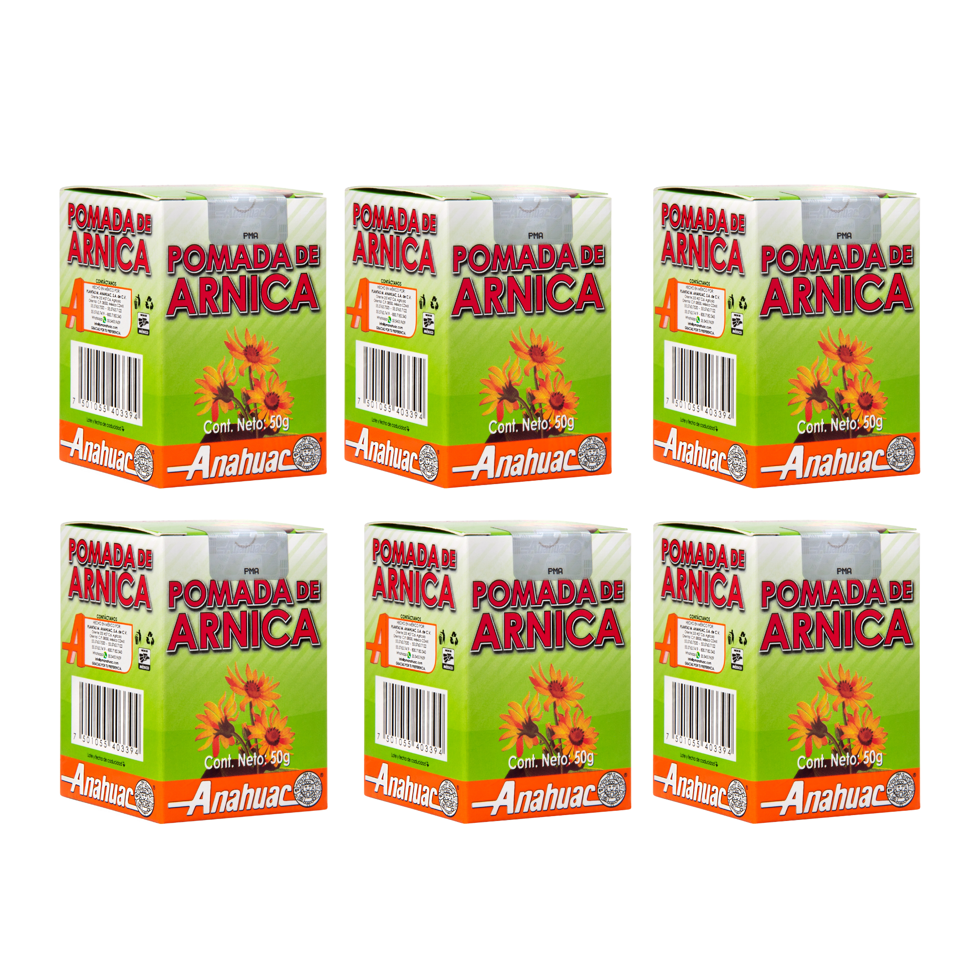 Pomada de Arnica Anahuac Paquete 6pzs - Juveternal